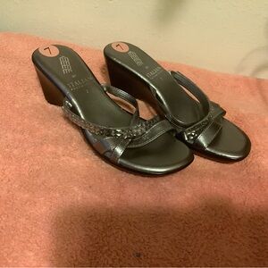Italian SilverWedge Sandals